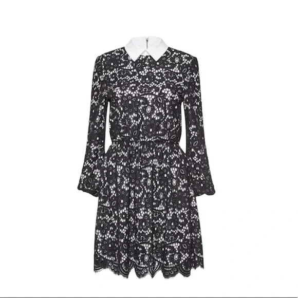 Alice + Olivia | Dresses | Alice Olivia Terisa Fit Flare Lace Dress In Black  White Size 4 | Poshmark